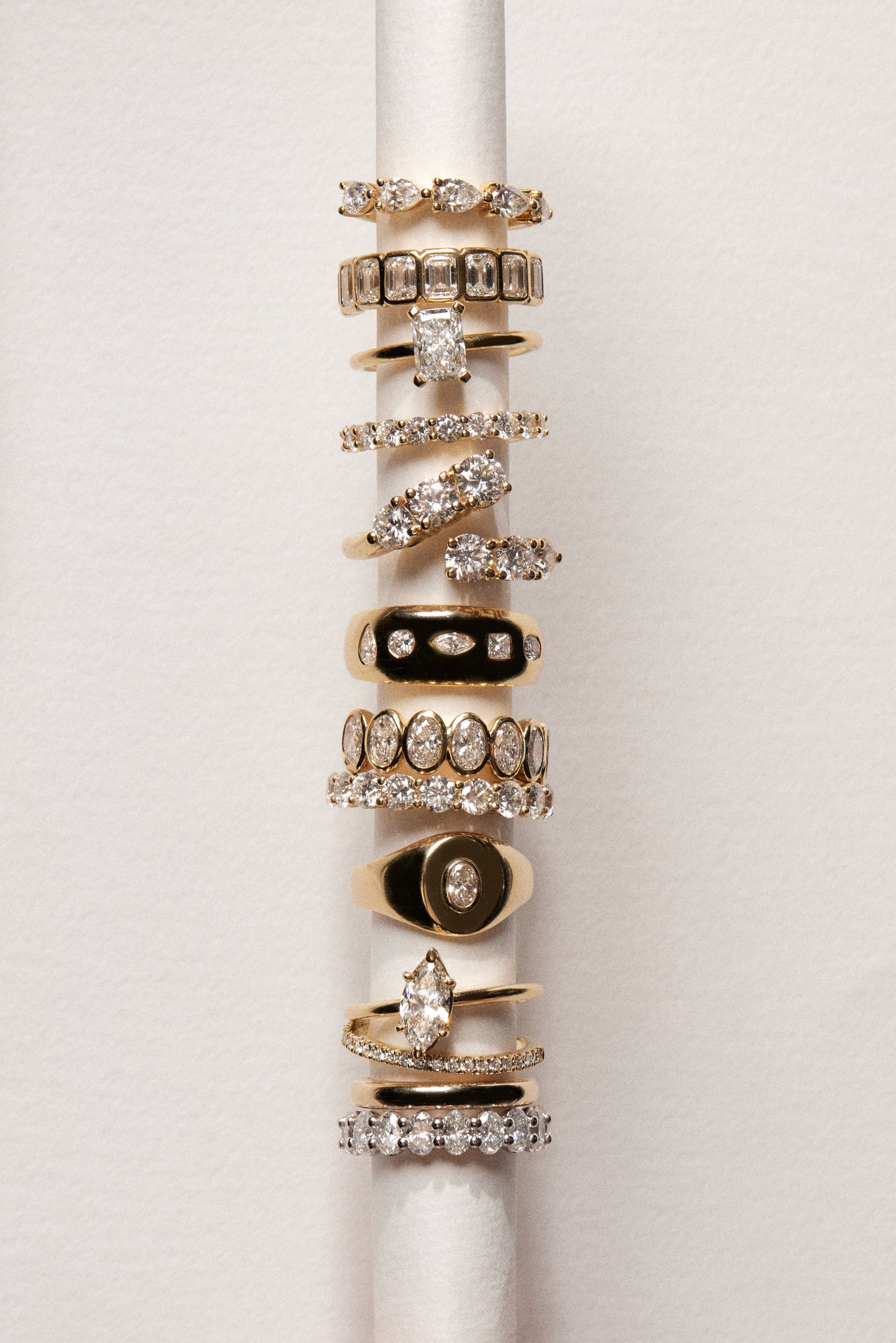 Round Diamond Half Band | 18K Yellow Gold
