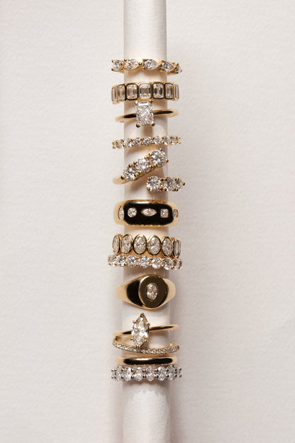Round Diamond Half Band | 18K Yellow Gold