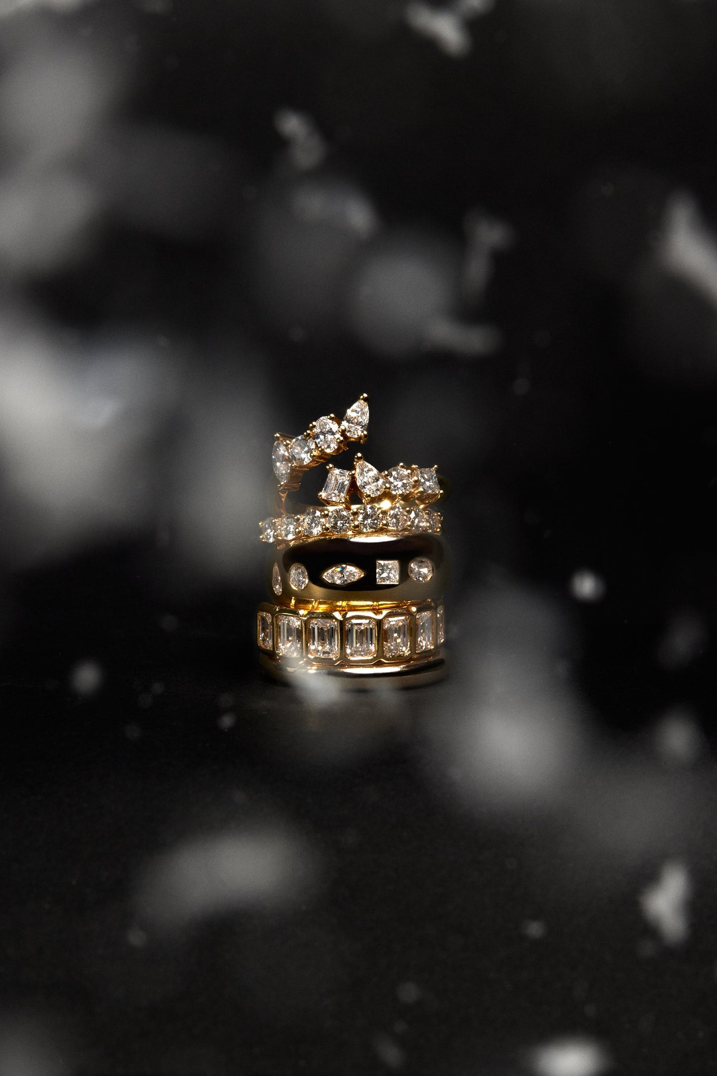 Round Diamond Half Band | 18K Yellow Gold