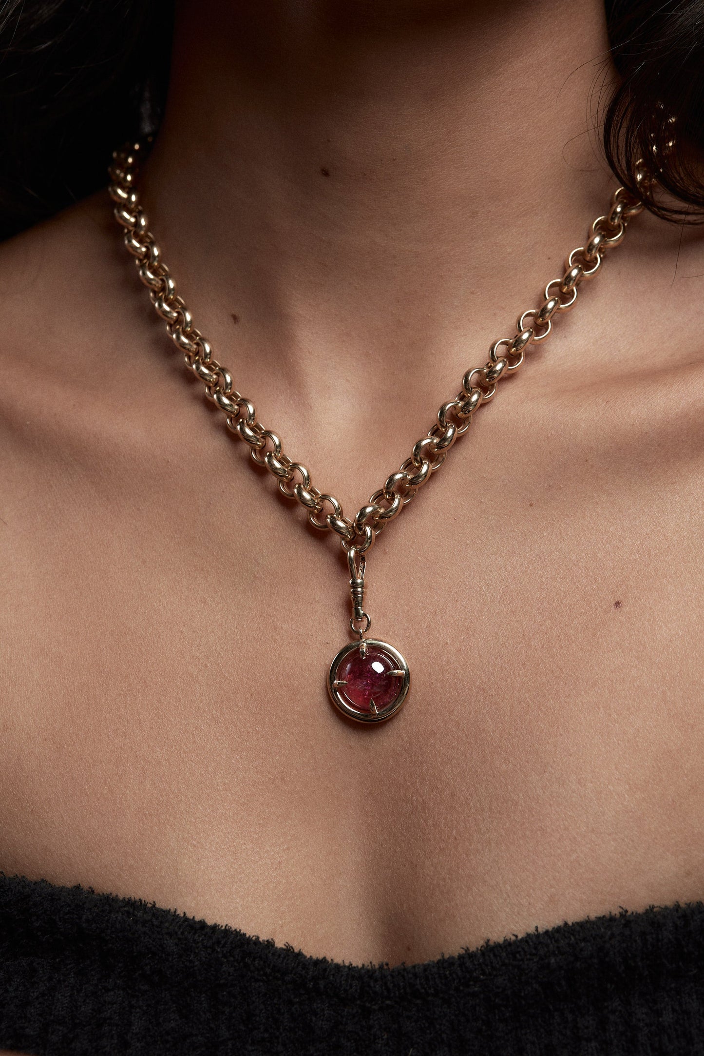 Pink Round Tourmaline Attachment | Silver