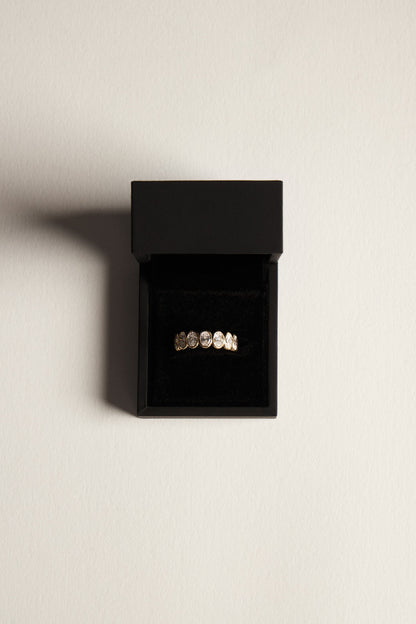 Oval Bezel Diamond Half Band | Gold