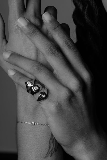 Marquise Diamond Signet Ring | White Gold