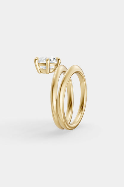 Double Band Floating Diamond Ring | Knife Cut Band