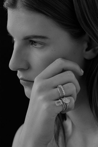 Double Band Gemstone Ring | Silver