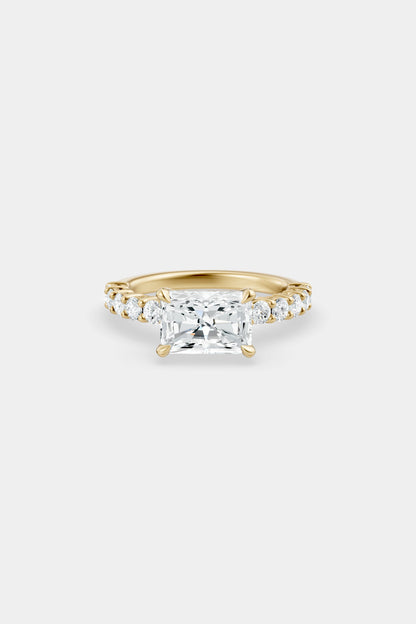 East West Diamond Solitaire Ring | 0.05ct Diamond Half Eternity Band