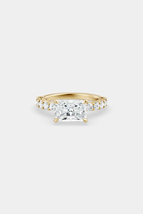 East West Diamond Solitaire Ring | 0.05ct Diamond Half Eternity Band