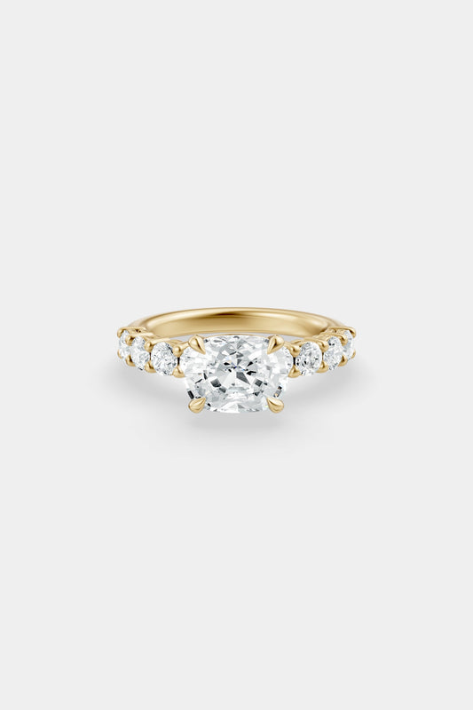 East West Diamond Solitaire Ring | 0.10ct Diamond Half Eternity Band