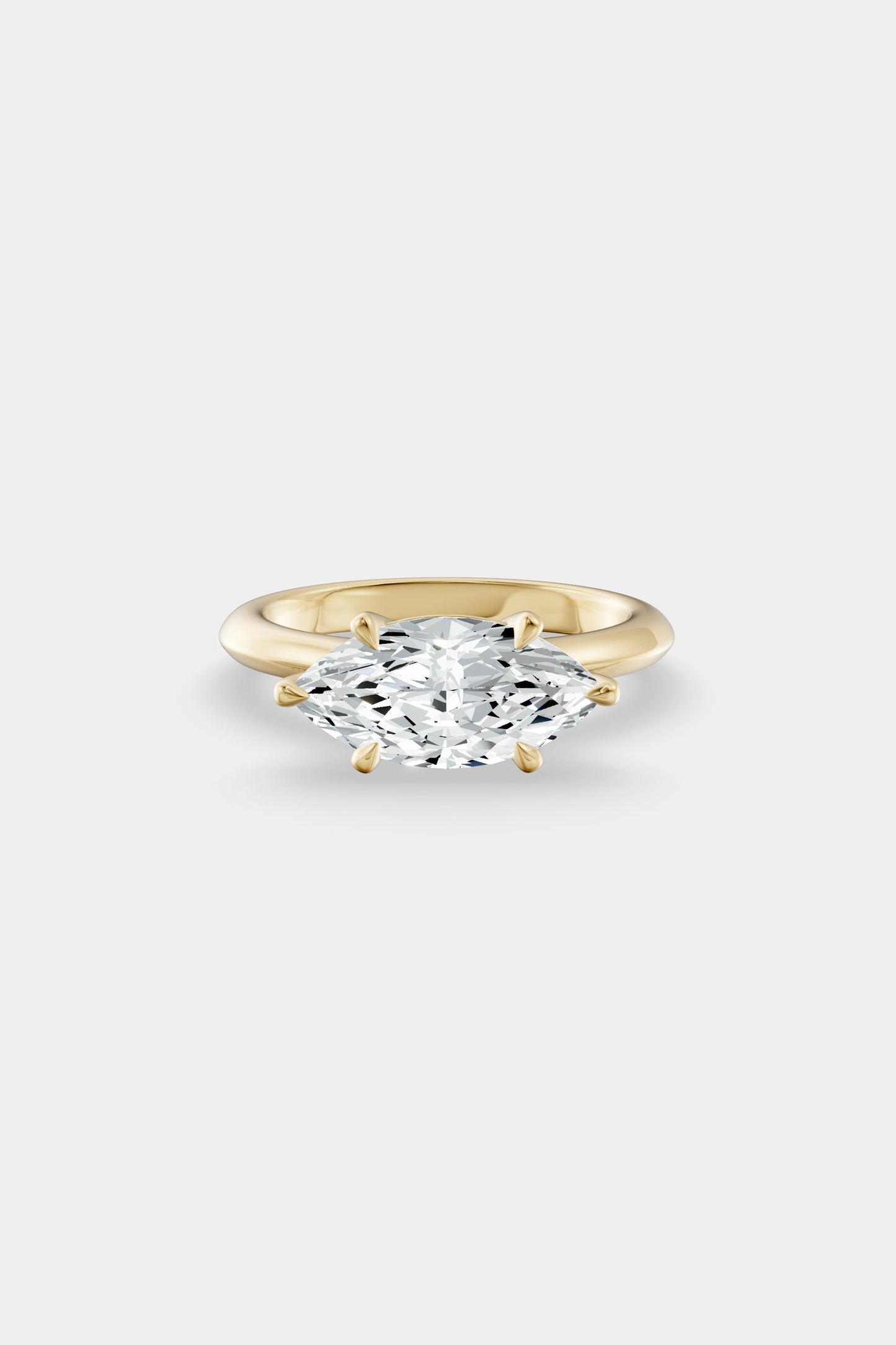 East West Diamond Solitaire Ring | Traditional Band