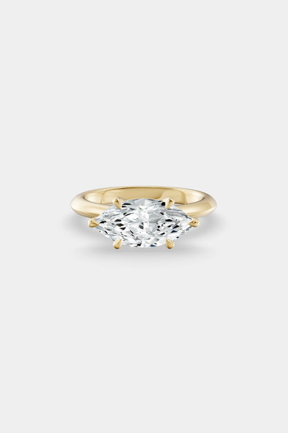 East West Diamond Solitaire Ring | Traditional Band