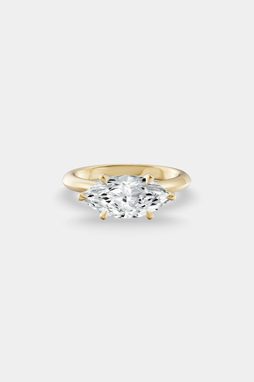 East West Diamond Solitaire Ring | Traditional Band