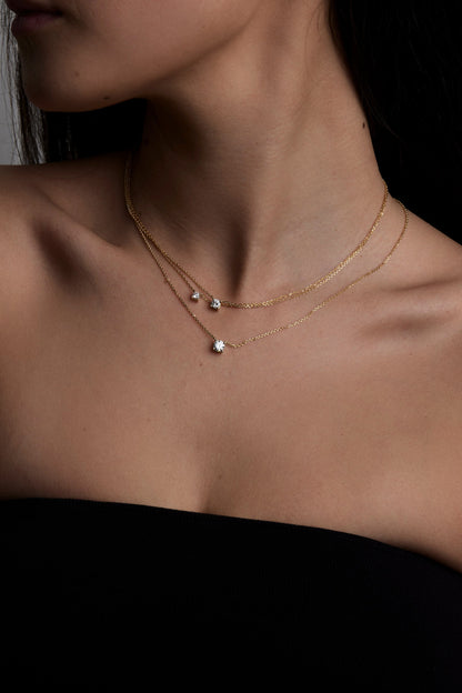 Round Diamond Necklace | 18K Gold
