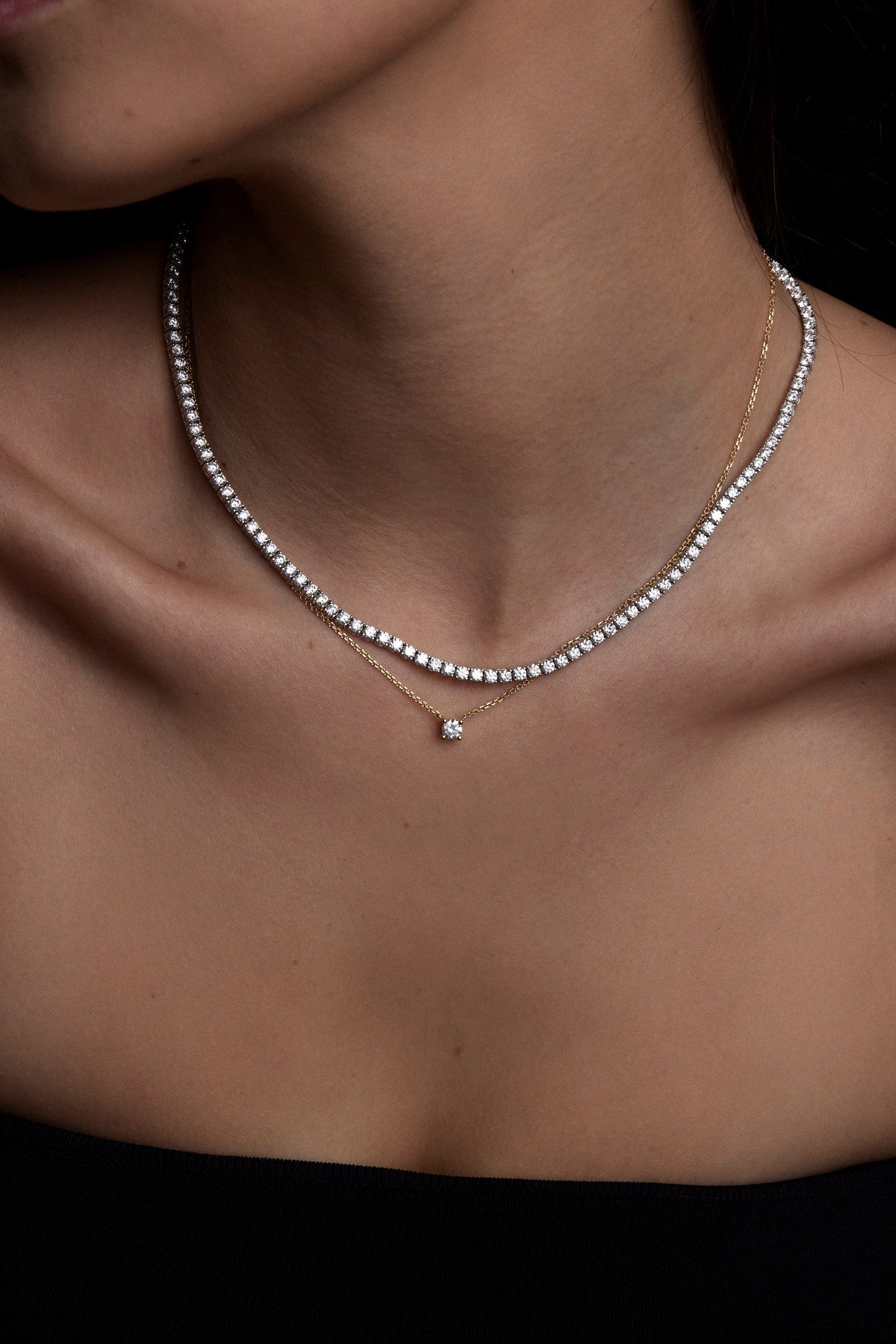 Round Diamond Necklace | 18K Gold