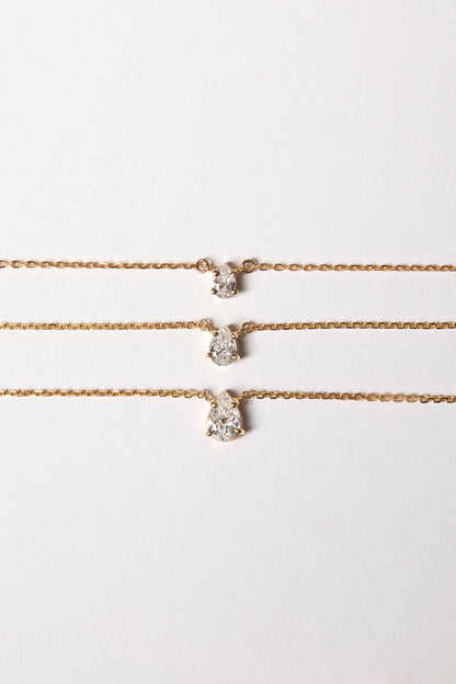 Pear Diamond Necklace | 18K Gold