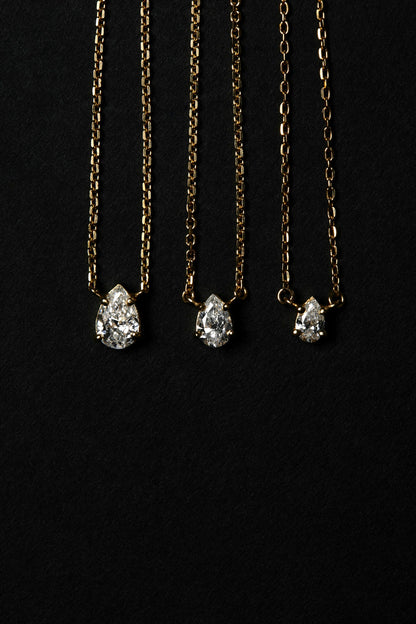 Pear Diamond Necklace | 18K Gold