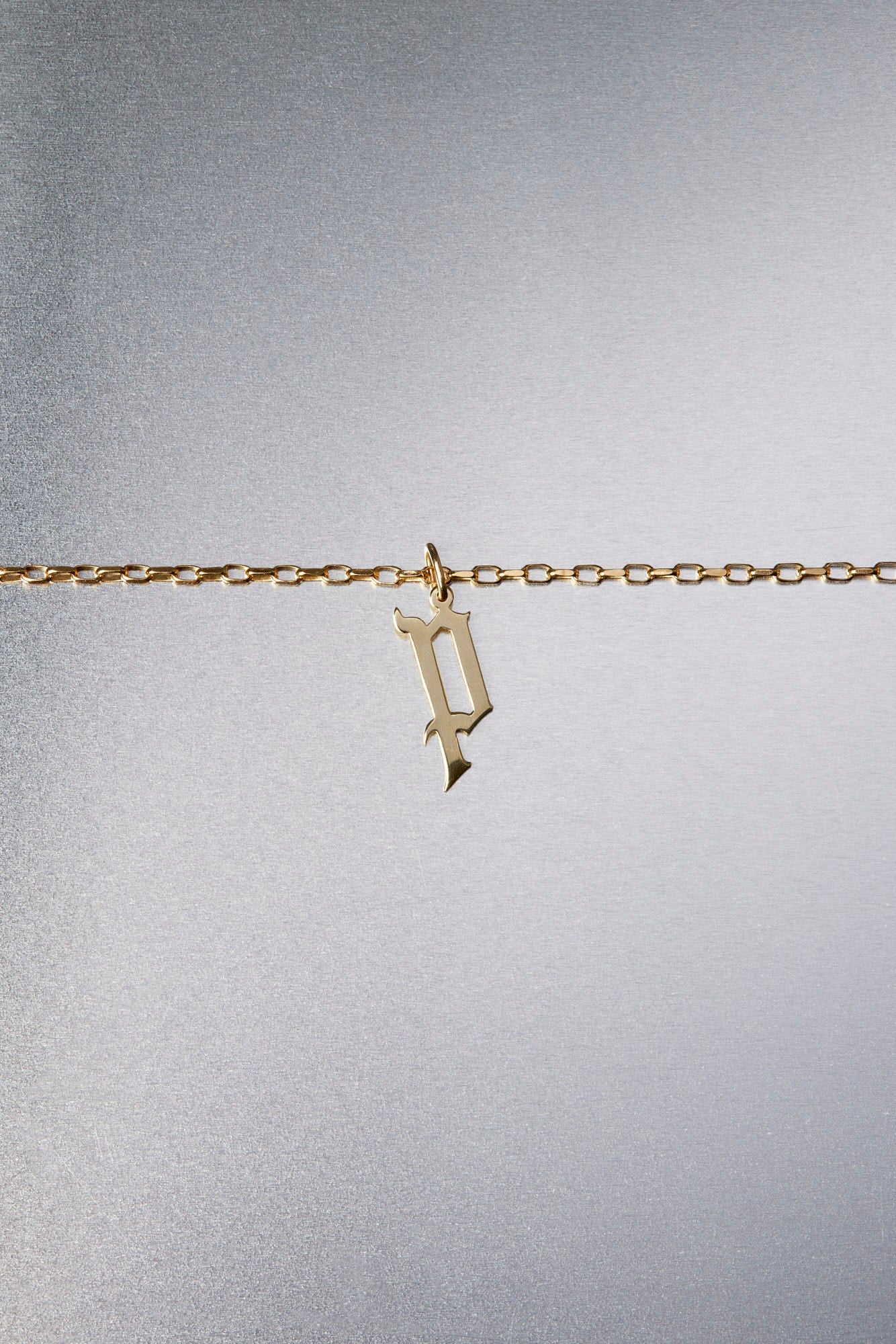 Large Gothic Letter Necklace | 9K Yellow Gold