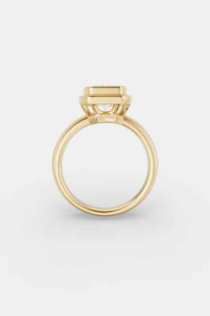 Framed Radiant Bezel Ring | Rounded Band