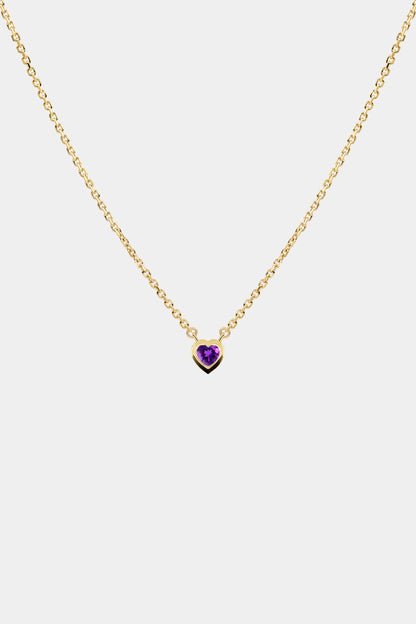 Heart Gemstone Necklace | 9K Yellow Gold