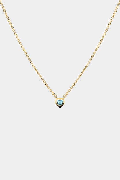 Heart Gemstone Necklace | 9K Yellow Gold