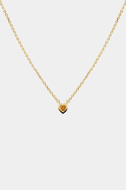 Heart Gemstone Necklace | 9K Yellow Gold