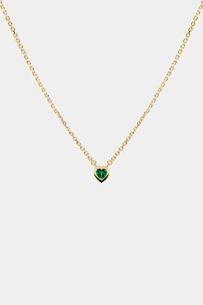 Heart Gemstone Necklace | 9K Yellow Gold