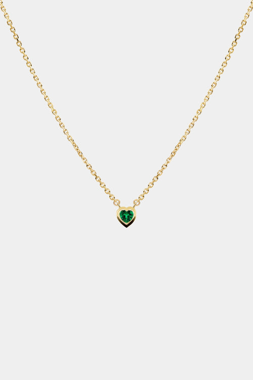 Heart Gemstone Necklace | 9K Yellow Gold