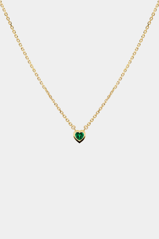 Heart Gemstone Necklace | 9K Yellow Gold