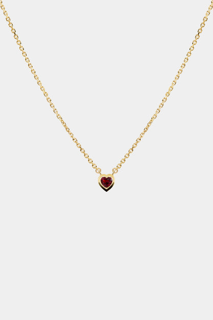 Heart Gemstone Necklace | 9K Yellow Gold