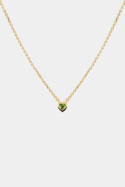 Heart Gemstone Necklace | 9K Yellow Gold