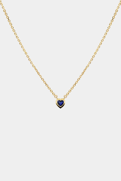 Heart Gemstone Necklace | 9K Yellow Gold