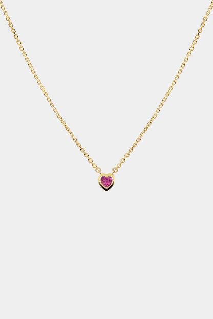 Heart Gemstone Necklace | 9K Yellow Gold