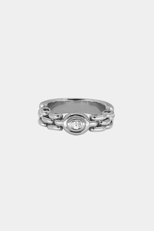 Margot Diamond Chain Ring | 18K White Gold