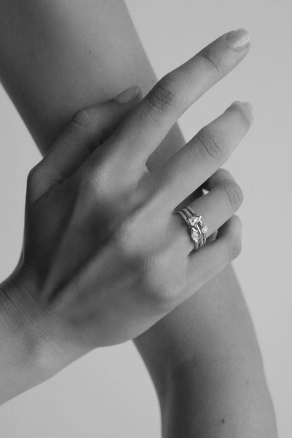 Mini Pear Diamond Ring | 9K White Gold