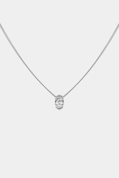 Mini Oval Diamond Necklace | White Gold