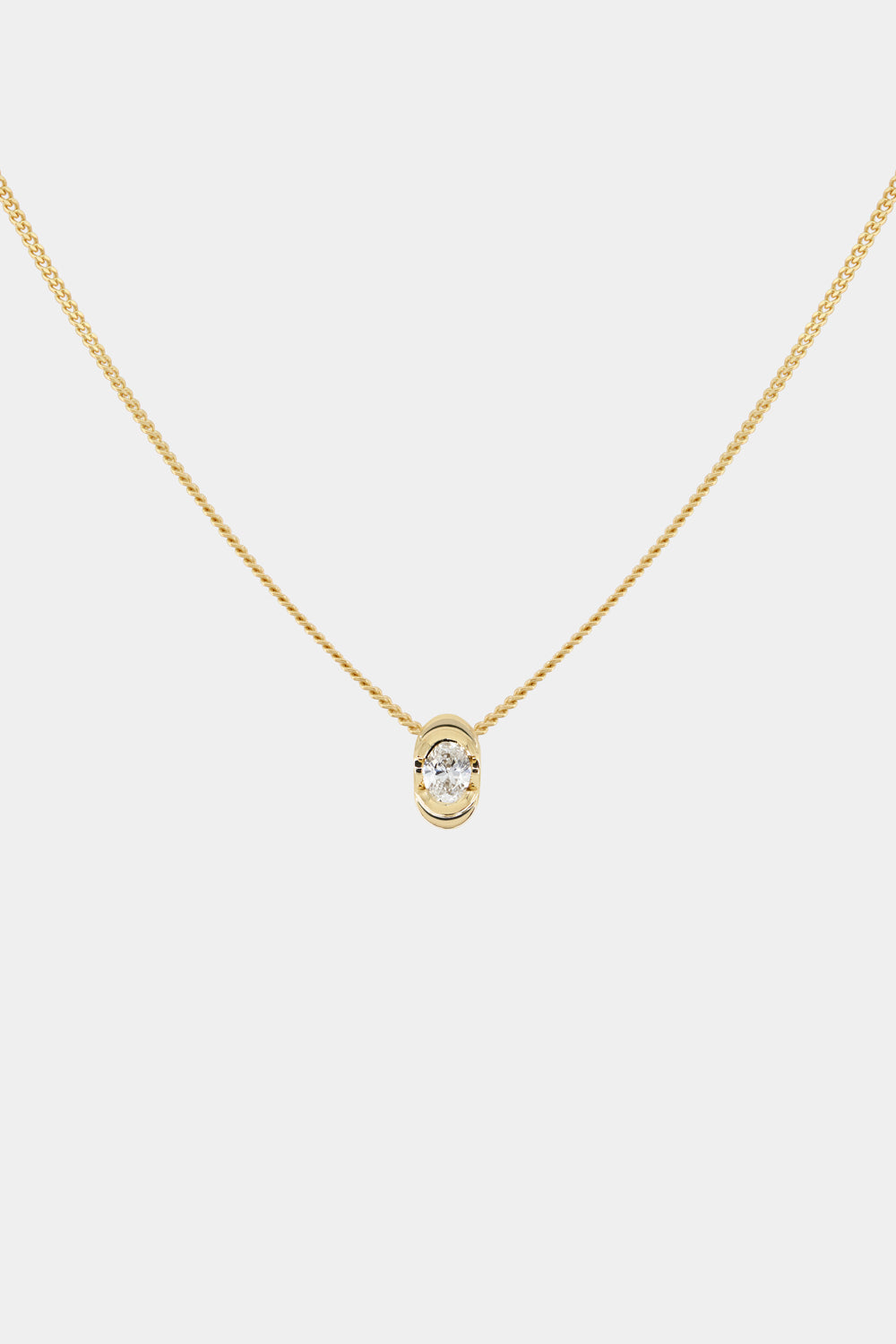 Mini Oval Diamond Necklace | 9K Yellow or Rose Gold