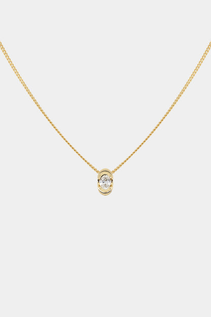 Mini Oval Diamond Necklace | 9K Yellow or Rose Gold