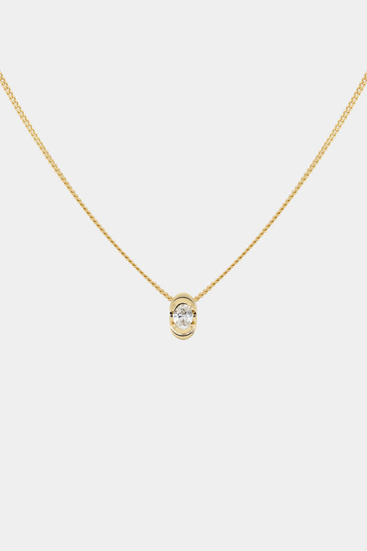 Mini Oval Diamond Necklace | 9K Yellow or Rose Gold