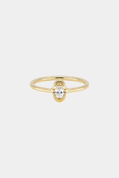 Mini Oval Diamond Ring | 9K Yellow Gold