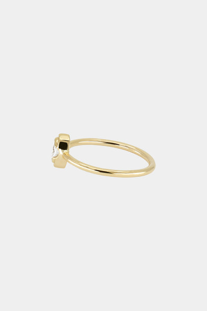 Mini Oval Diamond Ring | 9K Yellow Gold