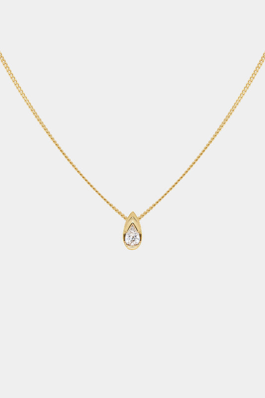 Mini Pear Diamond Necklace | 9K Yellow or Rose Gold
