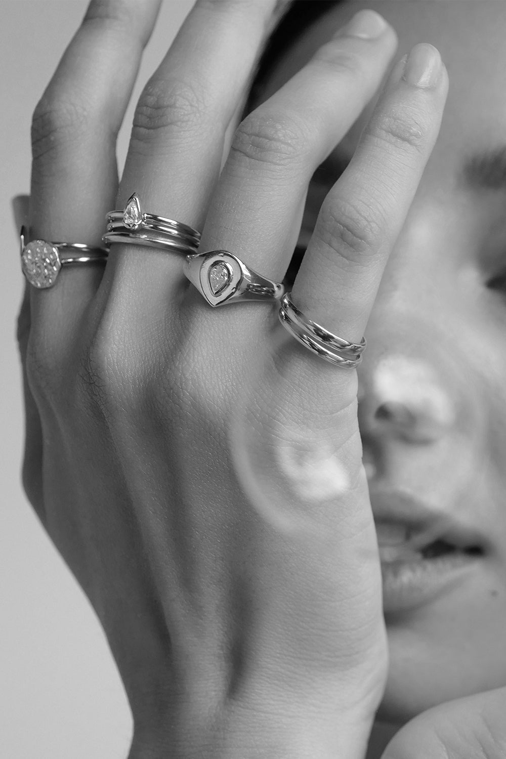 Mini Pear Diamond Ring | 9K White Gold