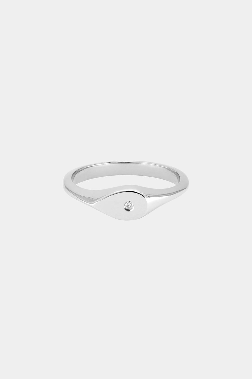 Mini Pear Signet Ring | White Gold