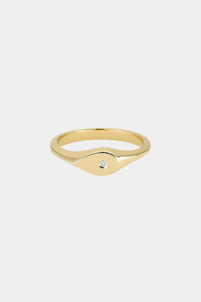 Mini Pear Signet Ring | Yellow Gold