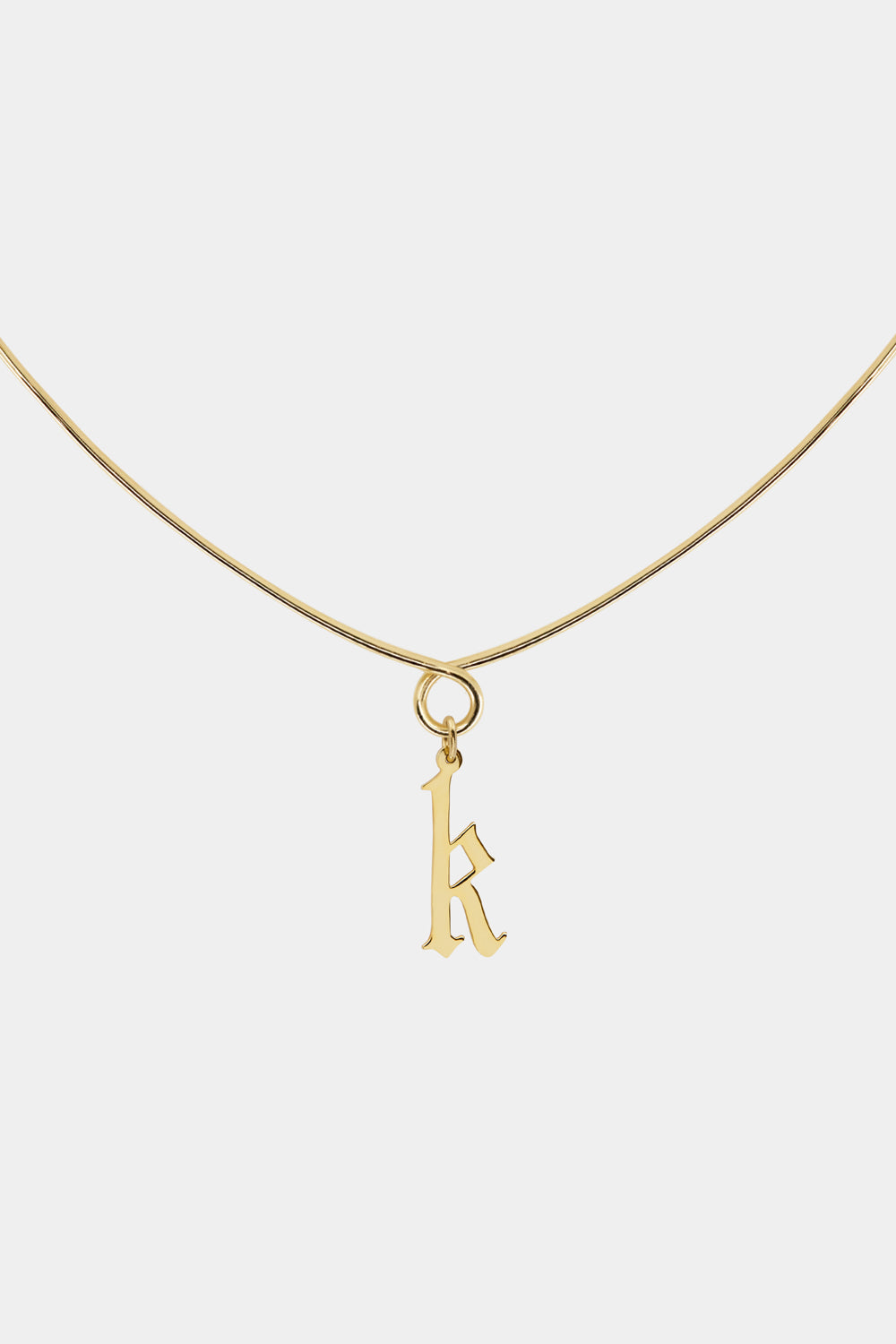 Omega Loop Necklace with Large Gothic Letter | 9K Yellow Gold