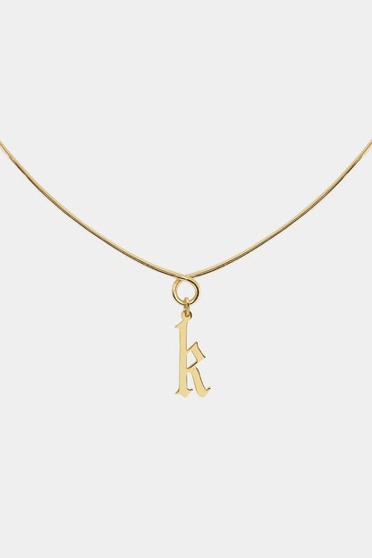 Omega Loop Necklace with Large Gothic Letter | 9K Yellow Gold