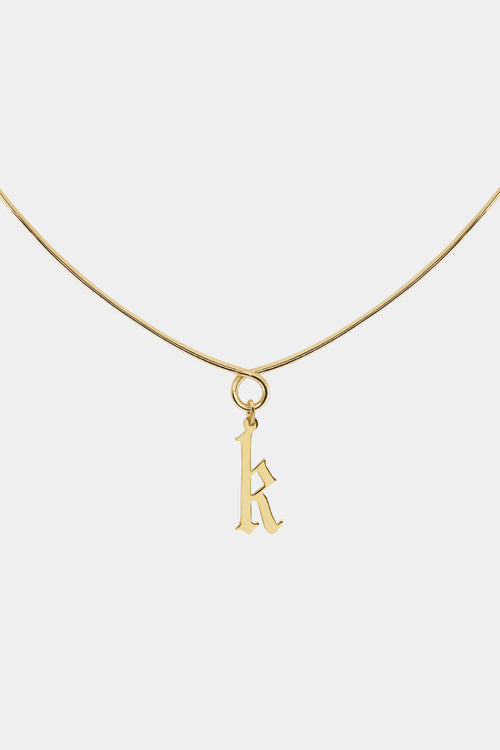 Omega Loop Necklace with Large Gothic Letter | 9K Yellow Gold