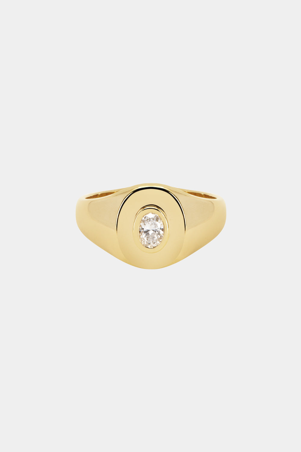 Oval Diamond Signet Ring | Yellow Gold