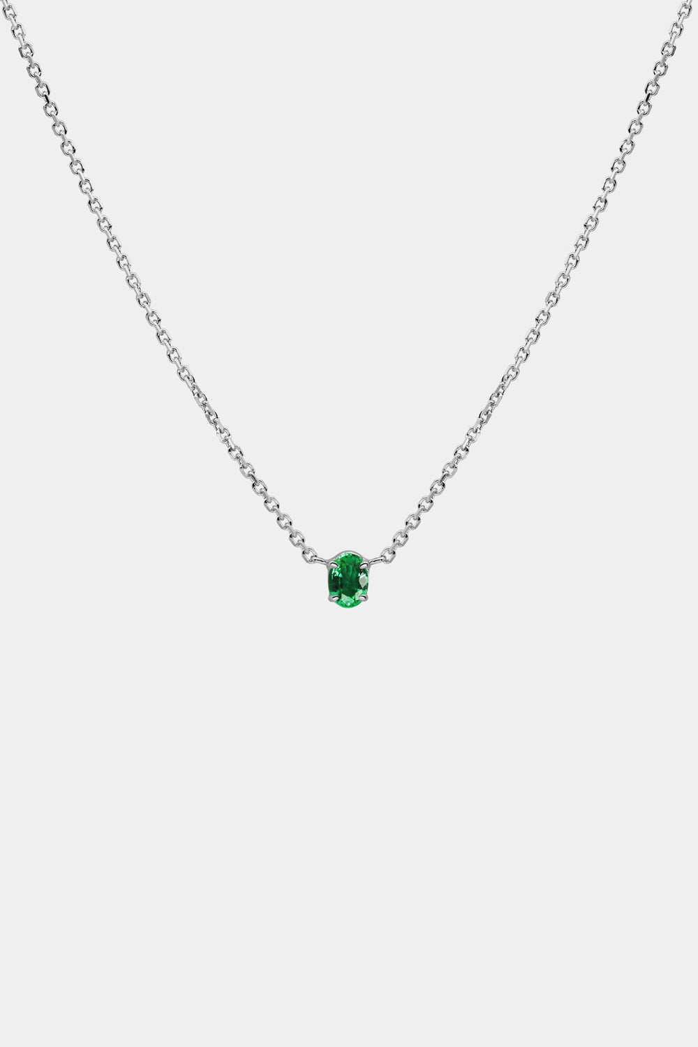 Oval Emerald Necklace | 18K Gold