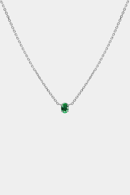 Oval Emerald Necklace | 18K Gold