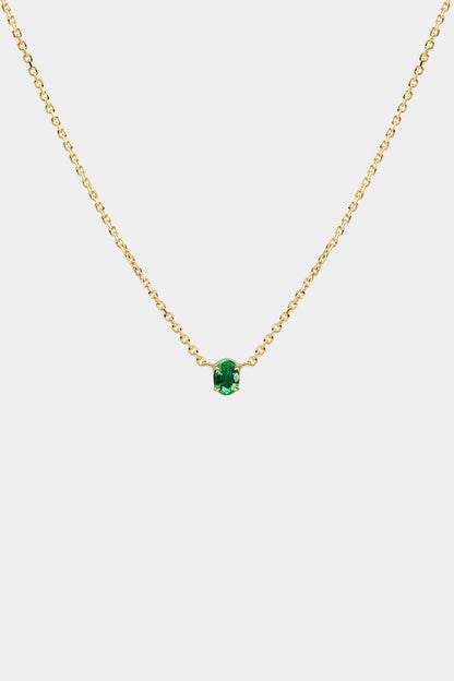 Oval Emerald Necklace | 18K Gold