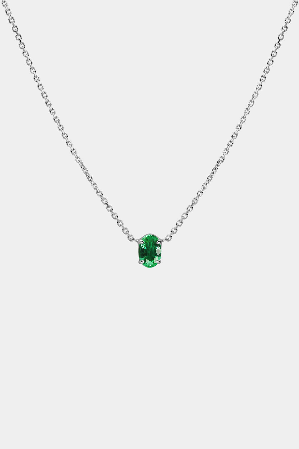 Oval Emerald Necklace | 18K Gold